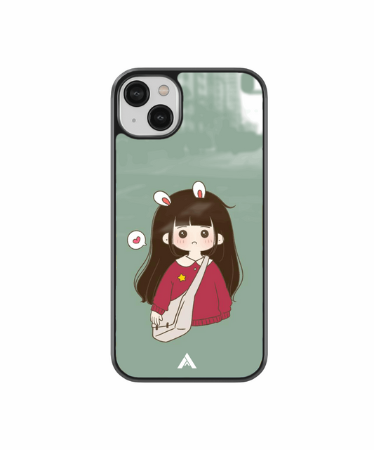 Girl with Bag Premium Shockproof Metal Back Cover Case - Ascension Store