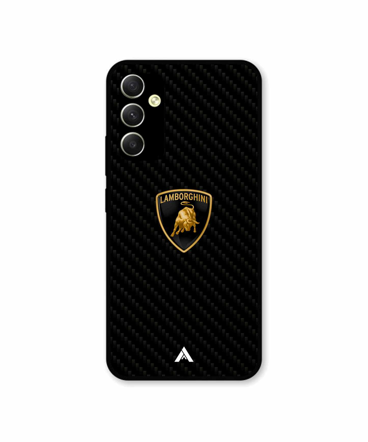 Carbon Fiber Lamborghini Logo Metal Phone Cover