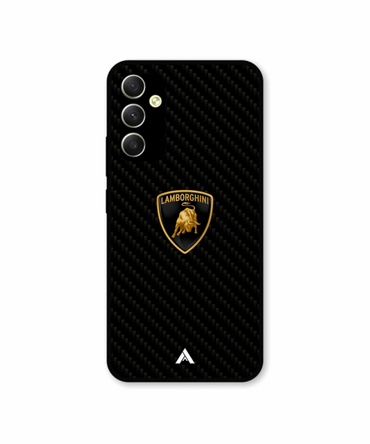 Carbon Fiber Lamborghini Logo Metal Phone Cover